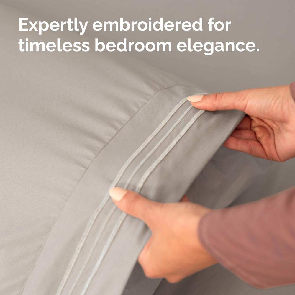 Skiennix Standard Pillow Cases Set of 4 | Ultra Soft Hotel Quality Covers - Light Grey, Machine Washable