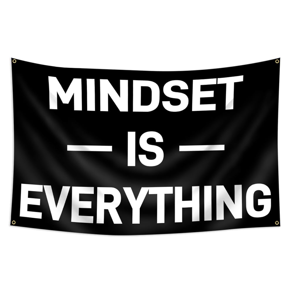 Mindset is Everything Flag 3x5 Feet Motivational Fitness Inspirational Flag For Home Gym Wall Decor College Dorm Room Bedroom Office Sign