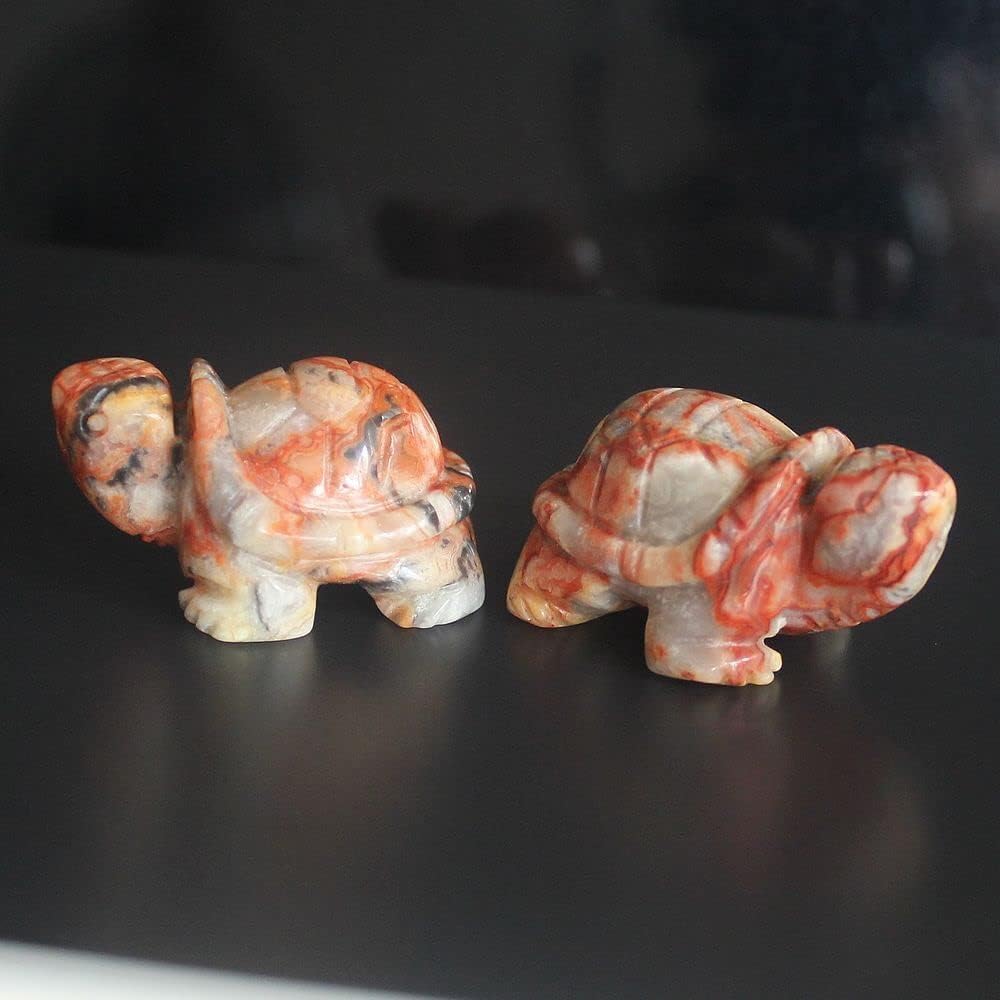 Skiennix Hand Carved Gemstone Crystal Quartz Turtle Figurine | Unique Home Decor Accent