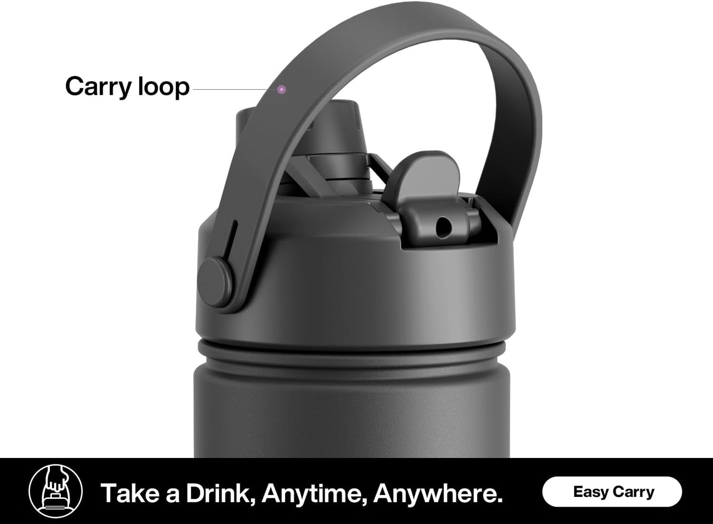 POWCAN 26 oz Insulated Water Bottle - 2-in-1 Straw & Spout Lid, Leak-Proof, Fits Car Cup Holder | Dark Knight