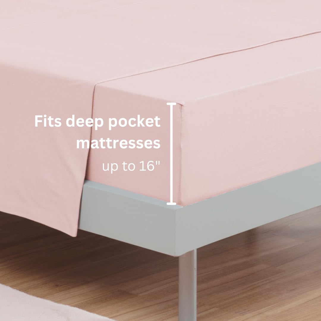 Venice Home 100% Cotton Bed Sheet Set with Deep Pocket - T-Shirt Fabric Jersey Knit - Extra Soft - Easy Fit - 4 Piece Set with Pillowcases - All Season - Comfy – 4 pcs (Pink, King)