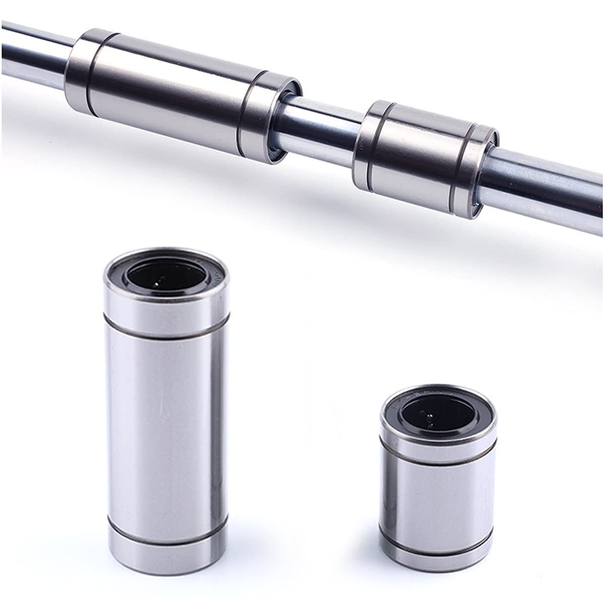 LM25UU Linear Ball Bearing, Bore Dia 25 mm, OD 40 mm, Width 59 mm, Used for Mechanical Sliding Tables, CNC Machine Tools, 3D Printers, Silver 2pcs