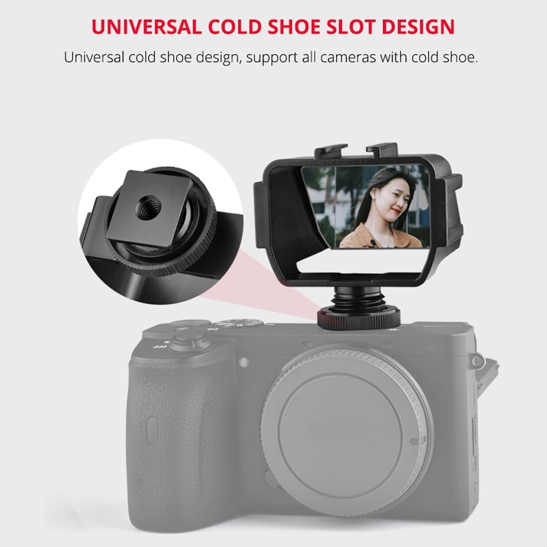 3 A6500/6300 XT2/3/20/30 Plastic Camera Selfie Vlog Flip Up Mirror Screen Cold Shoe Mounts Compatible with Sony