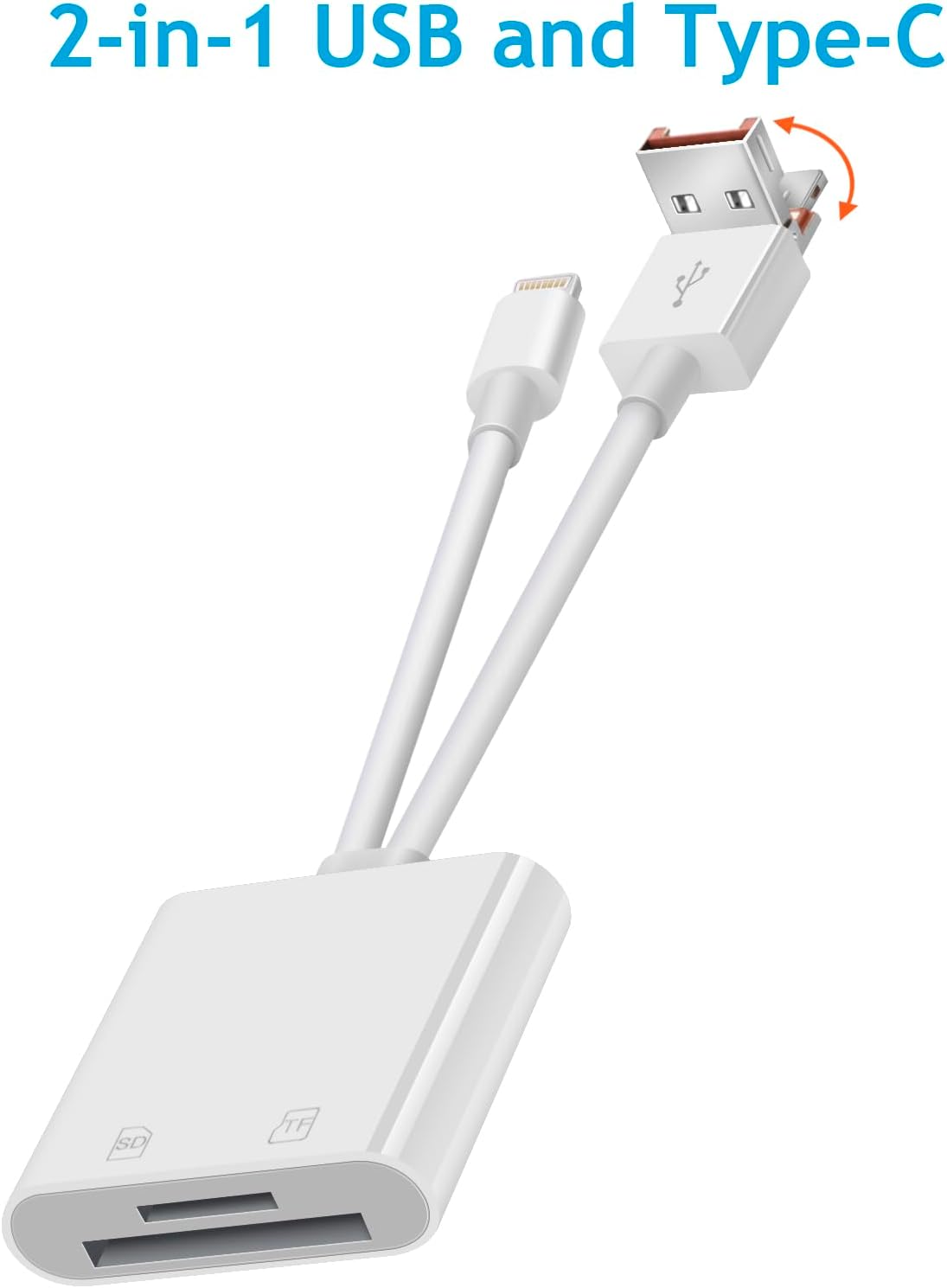 Enbiawit 3 1 in SD Card Reader for iPhone iPad with USB A & Type C SD Memory Card Reader
