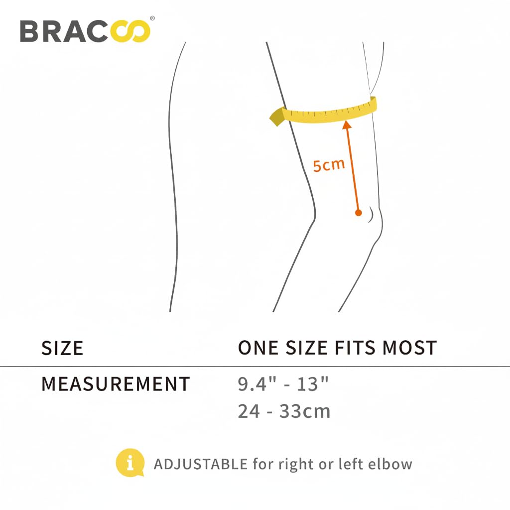 Bracoo Elbow Brace for Tendonitis Women Men, Tennis Elbow Compression Sleeve Wrap Support, Golfer's Elbow, Bursitis, Sprains, Strains, Sports Injury Recovery Joint, Arthritis Pain Relief, ES10