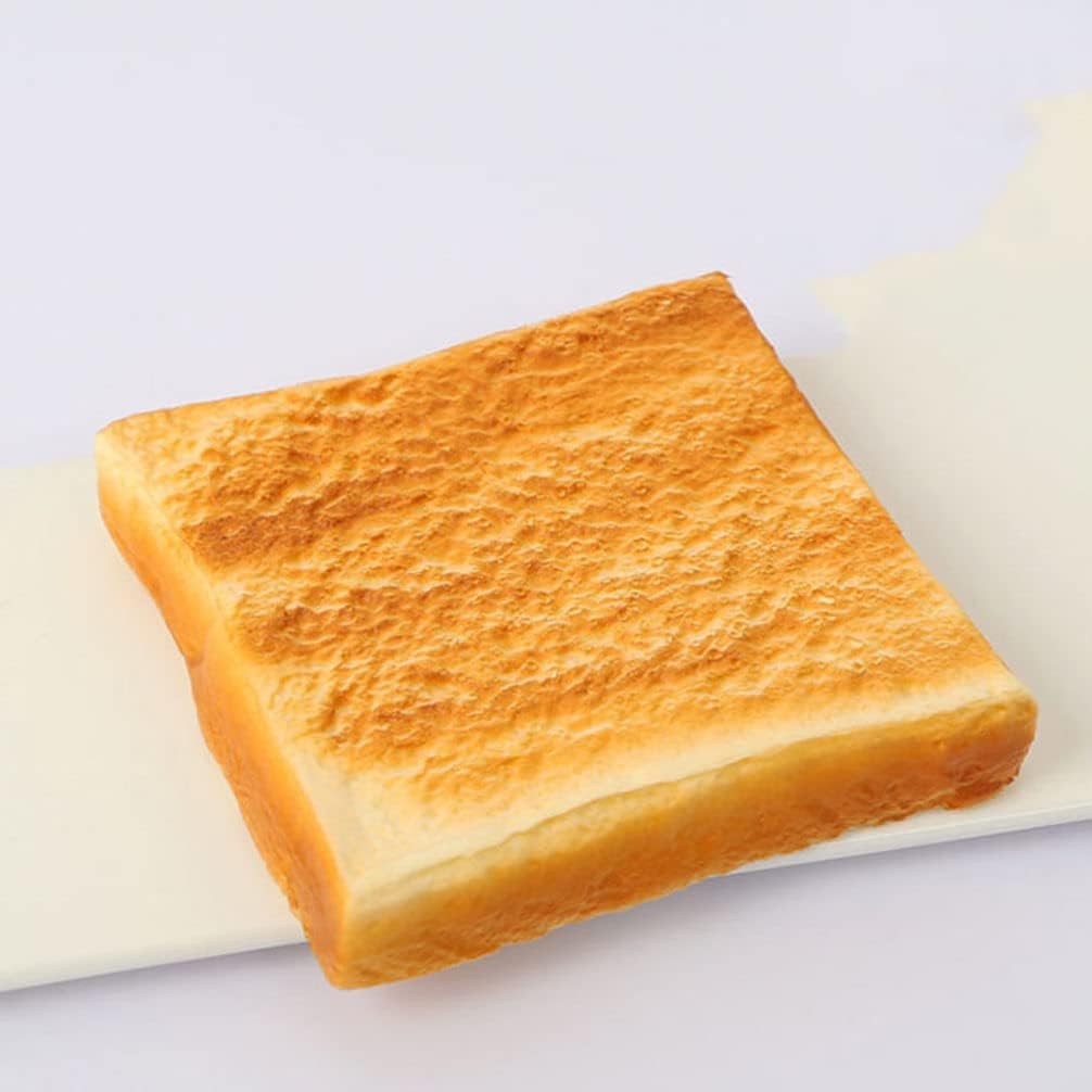 2 4.52X4.52X0.78 Inch Kisangel Simulated Bread Adornments Pcs Realistic Toast Model Ornaments for Photography Props