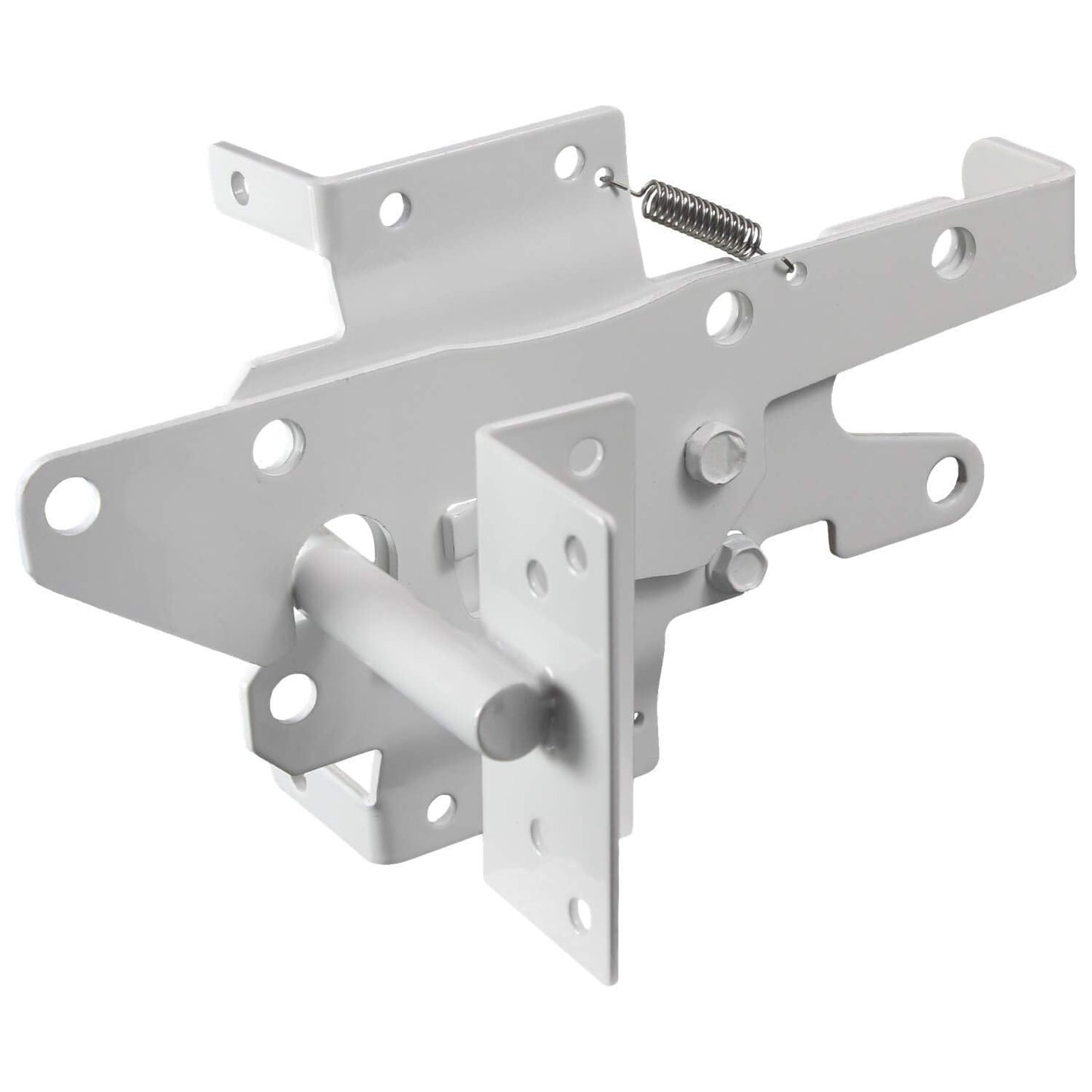Jake Sales - Stainless Steel Gate Latch White (for Vinyl, Wood, PVC etc Fencing) Fence Gate Latch w/Mount Hardware - Gate Latches has a 90 Degree Bracket for a Positive Latch to Gate Connection