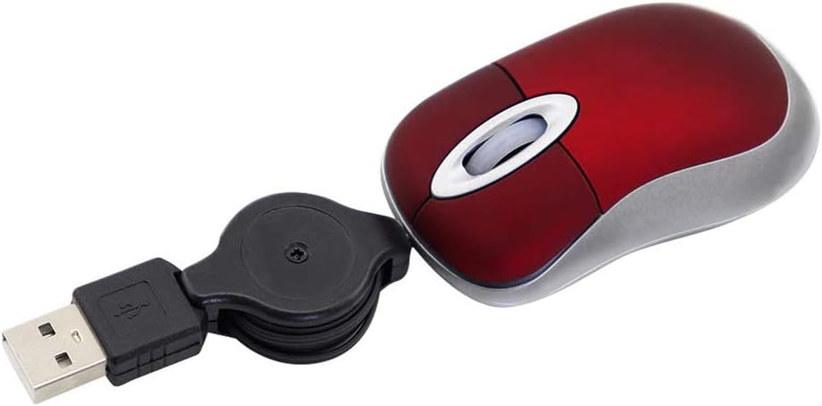 SHARE SUNSHINE Mini Small Travel Optical Mouse Portable USB Wired Mouse with Retractable USB Cord for PC Laptop