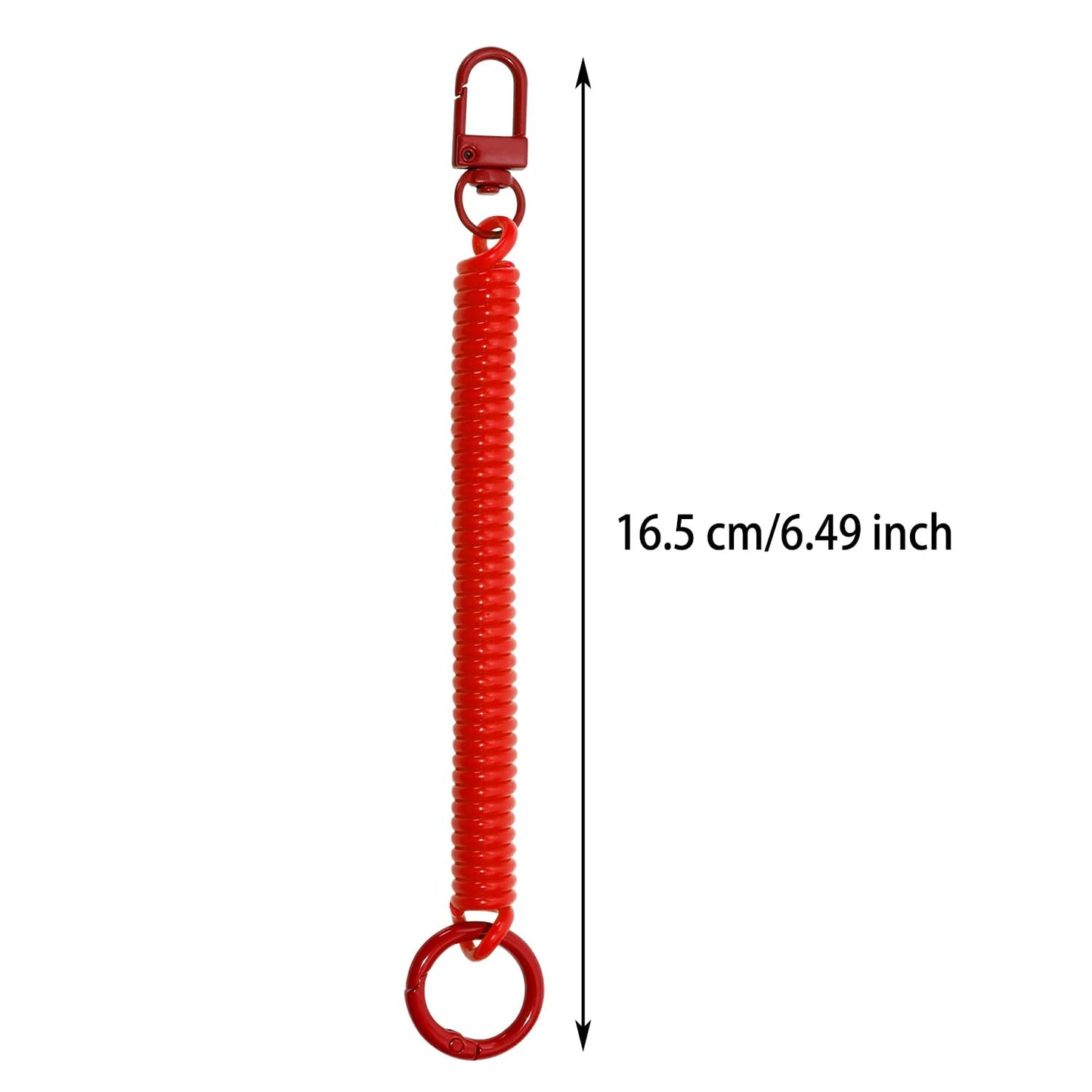 Mini Skater Retractable Coil Spring Keychain Stretchy Spirals Keyring for Work Keys ID Badge, Pack of 10 (Red)