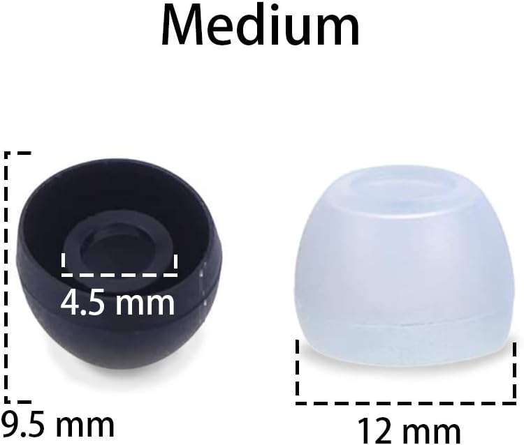 Blacell 20 10 10 Pcs Medium Silicone Earbud Cap Tip Cover Replacement - Black, Clear Title