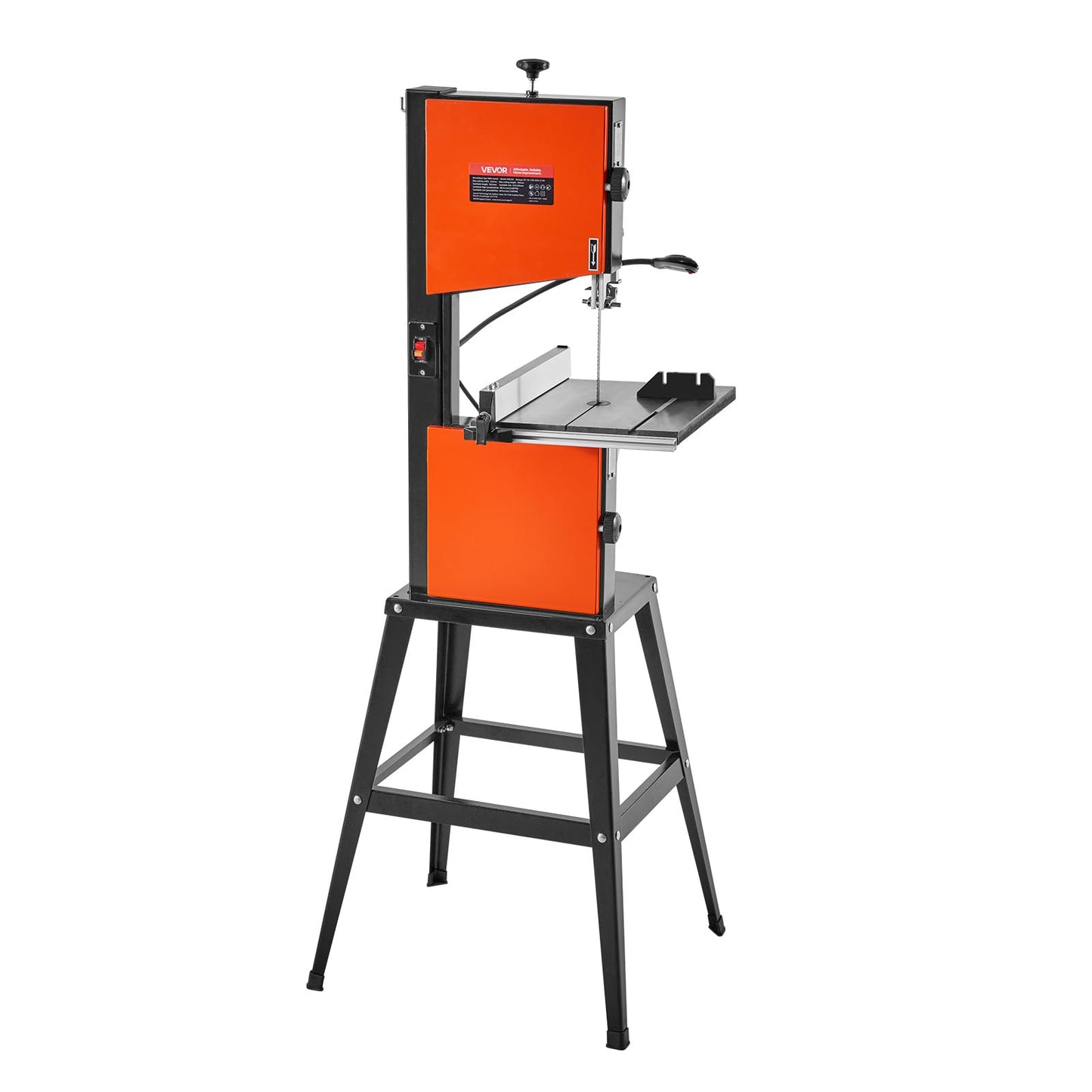 VEVOR Band Saw with Stand, 10-Inch, Two-Speed Benchtop Bandsaw, 373W 1/2 HP, 6 in Max Cutting Height, 13.2 x 13.4 in Cast Iron Table, with 360° Work Light, Miter Gauge, Fence, Band Saw for Woodworking