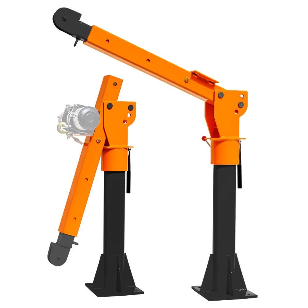 RUGCEL WINCH New 2200lb Folding Truck-Mounted Crane, with Electric Winch 5000 lb 12V, Painted Steel Pickup Truck Jib Cranes 360 Swivel