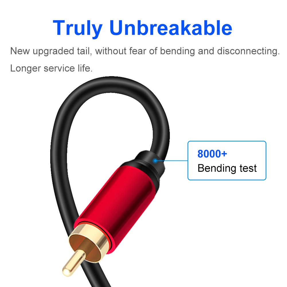 Yeung Qee 2RCA 2RCA 20 (20ft/6m) Male to Male Stereo Audio Cable ft,Dual Shielded Gold-Plated RCA Stereo Cable,Suitable