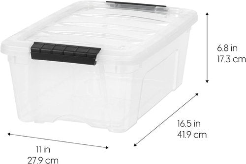 IRIS USA 13 QT Plastic Storage Box - BPA-Free, Durable, Nestable & Stackable Containers - Clear, 6 Pack