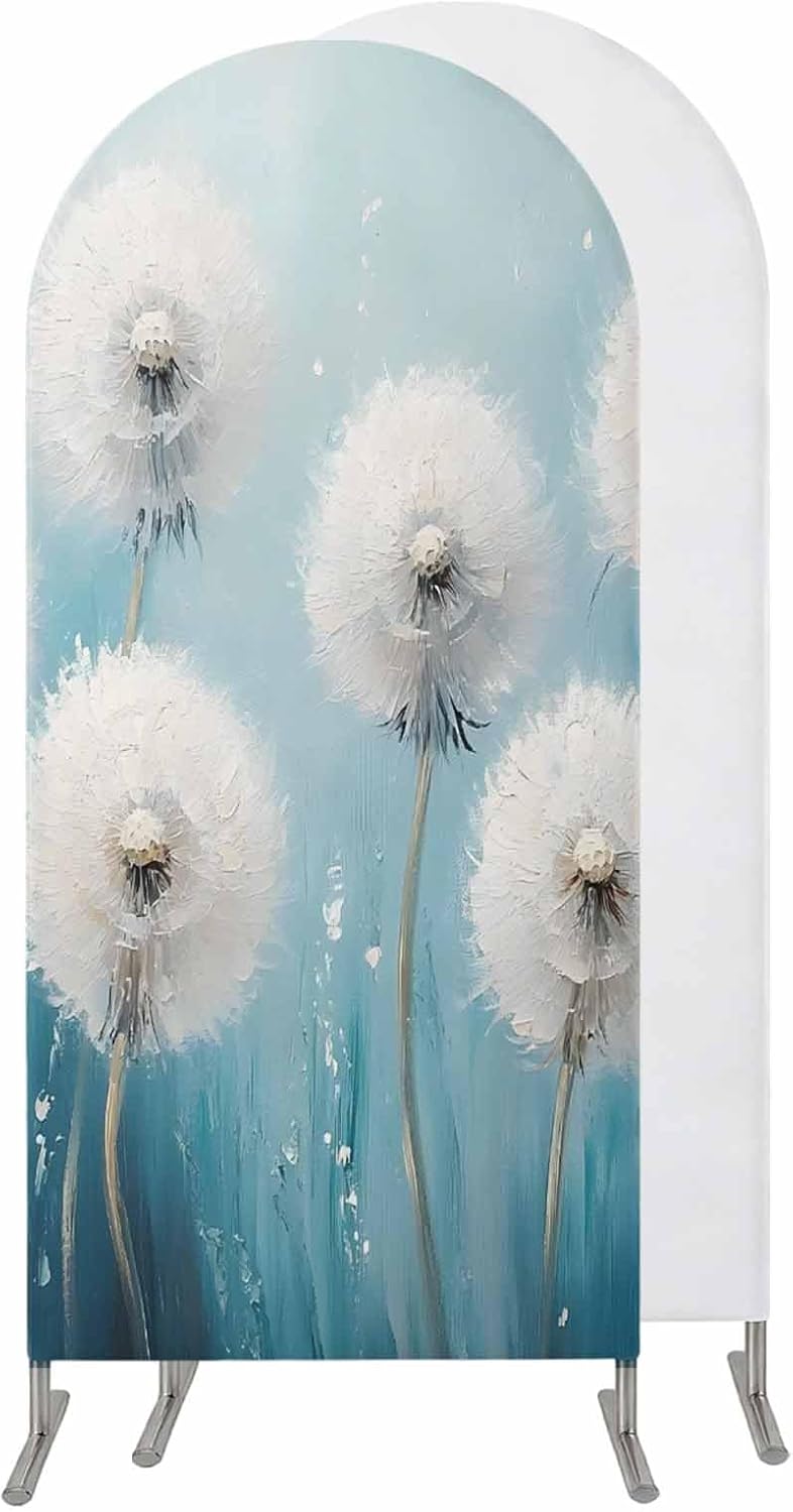 Jnbasdffb 7.2 White Spring Floral Wedding Arch Cover,Stretchy Spandex Arch Backdrop Stand Covers FT,Modern Oil Painting
