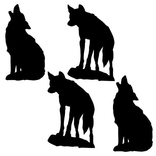 Beistle 4 Piece Black Silhouette Wild West Coyote Cut Outs for Cowboy Party Western Theme Decorations, Made in USA Since 1900