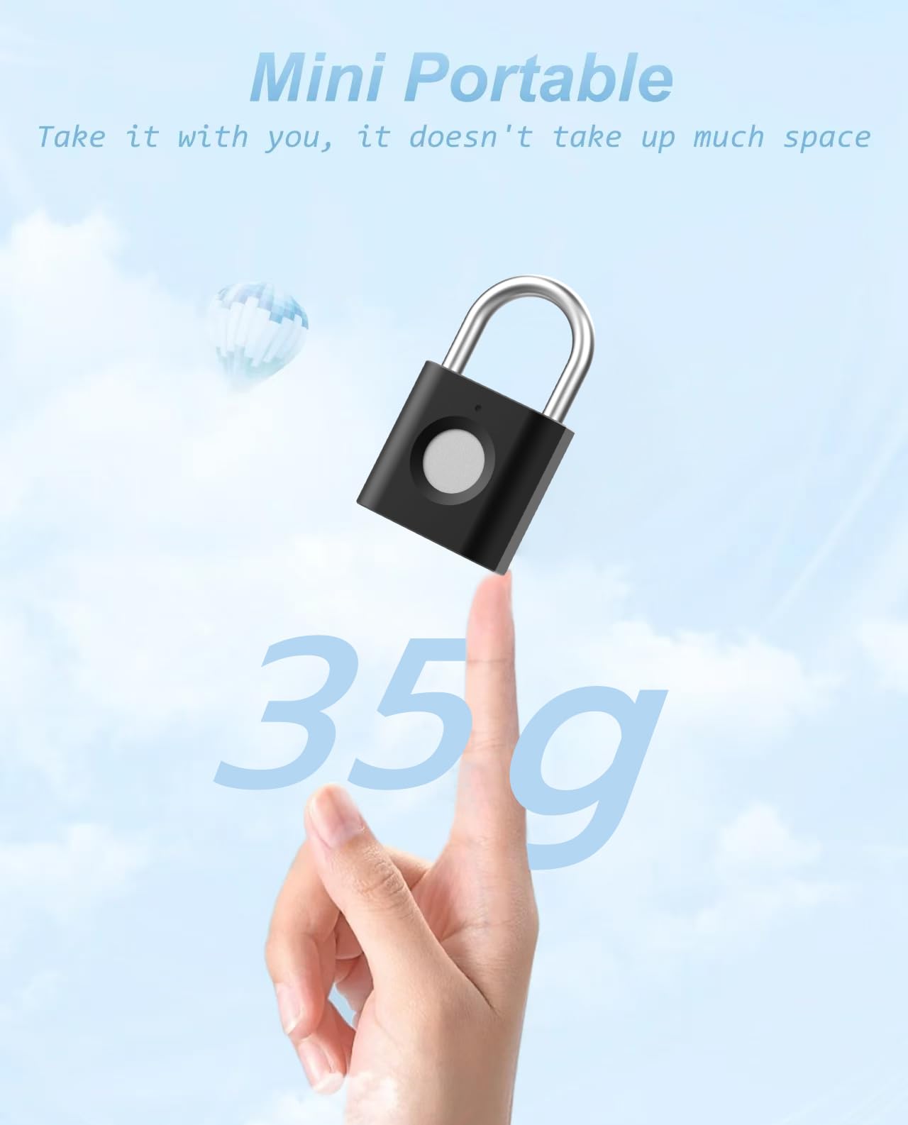 Smart Padlock Gym Lock: 2-Pack Black & Silver - Mini Fingerprint Padlock eLinkSmart Locker Lock with Colourful Metal Keyless 20 Fingerprints fits Luggage School Bag Toolbox Gym Locker