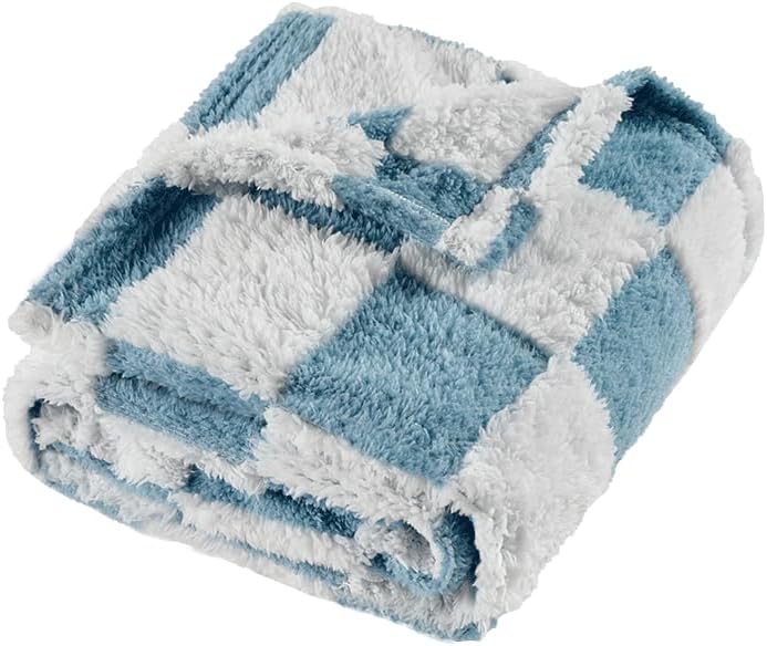 Skiennix Fleece Baby Blanket - 3D Checkerboard Design, Cozy & Warm for Infants | 30x40 Inches, Blue