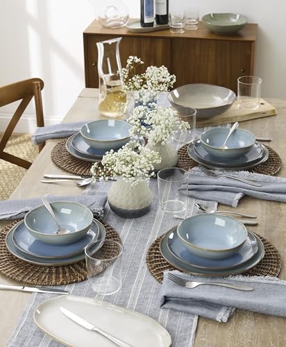 Oneida Silverware Set, Mooncrest 65-Piece Everyday Flatware Set, Service For 12, 18/0 Stainless Steel, Rust Resistant And Dishwasher Safe, Knives Spoons And Forks, Utensils (Silver, 65 Piece)