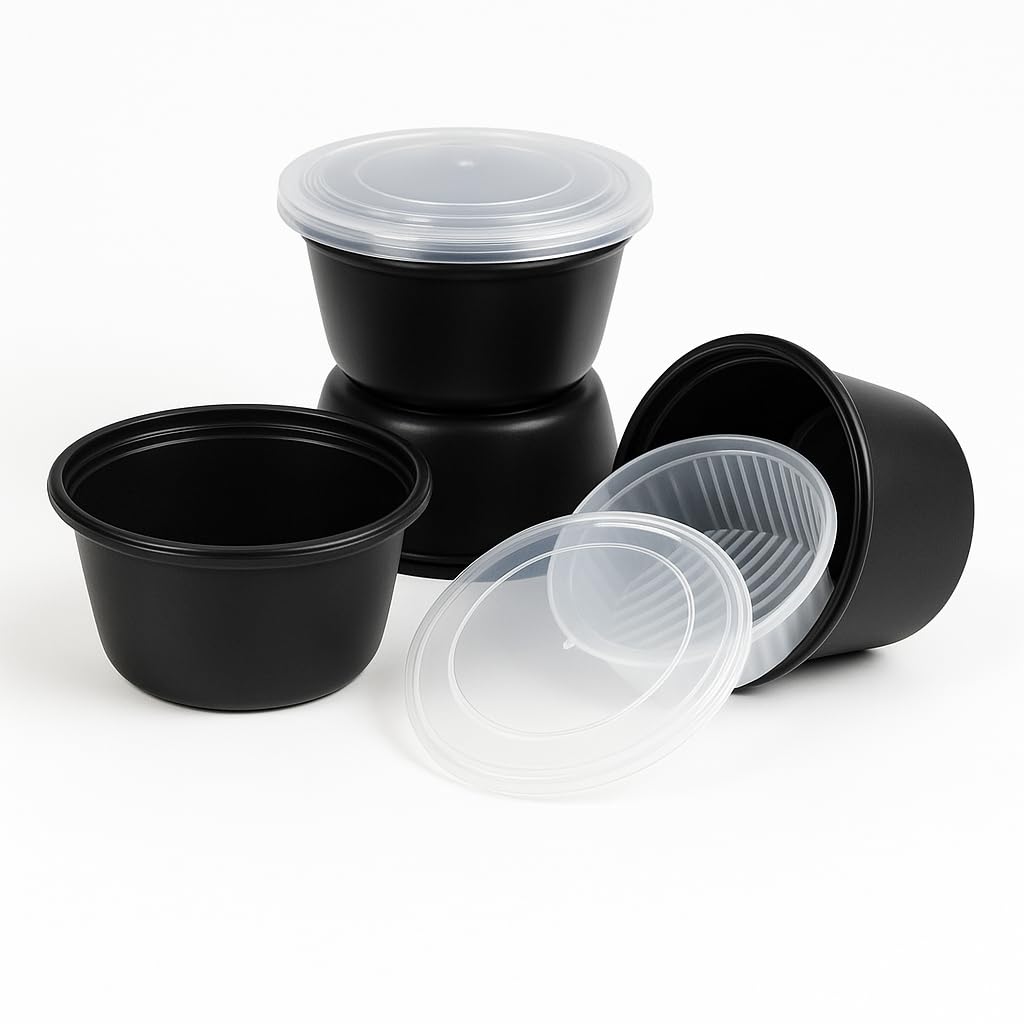 50 oz Disposable Bowls with Lids – Double Layer Soup & Food Containers for Takeout, Salad & Healthy Meal Prep, Microwave & Freezer Safe (Available in 25/150 Sets)（25）