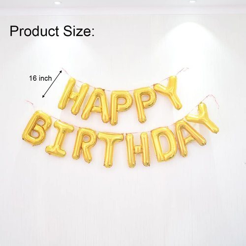 Happy Birthday Balloon Banner - 40-Inch Gold Foil Mylar Balloons for 18th Birthday Party Decorations