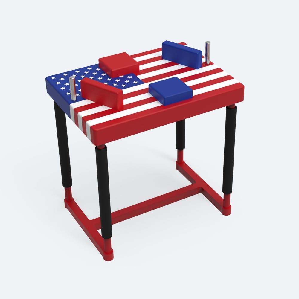 Mini Arm Wrestling Table – 1:10 Scale DIY Model Kit (Ages 14+) | Build-It-Yourself Assembly Set with Magnetic Adjustable Pads | Collectible Display for Arm Wrestling Fans (USA Flag)