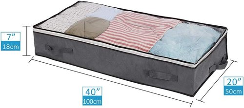 JERIA Underbed Storage Bags - 2 Pack Large Organizers with 4 Handles & Clear Window | 40" L X 20" W X 7" H
