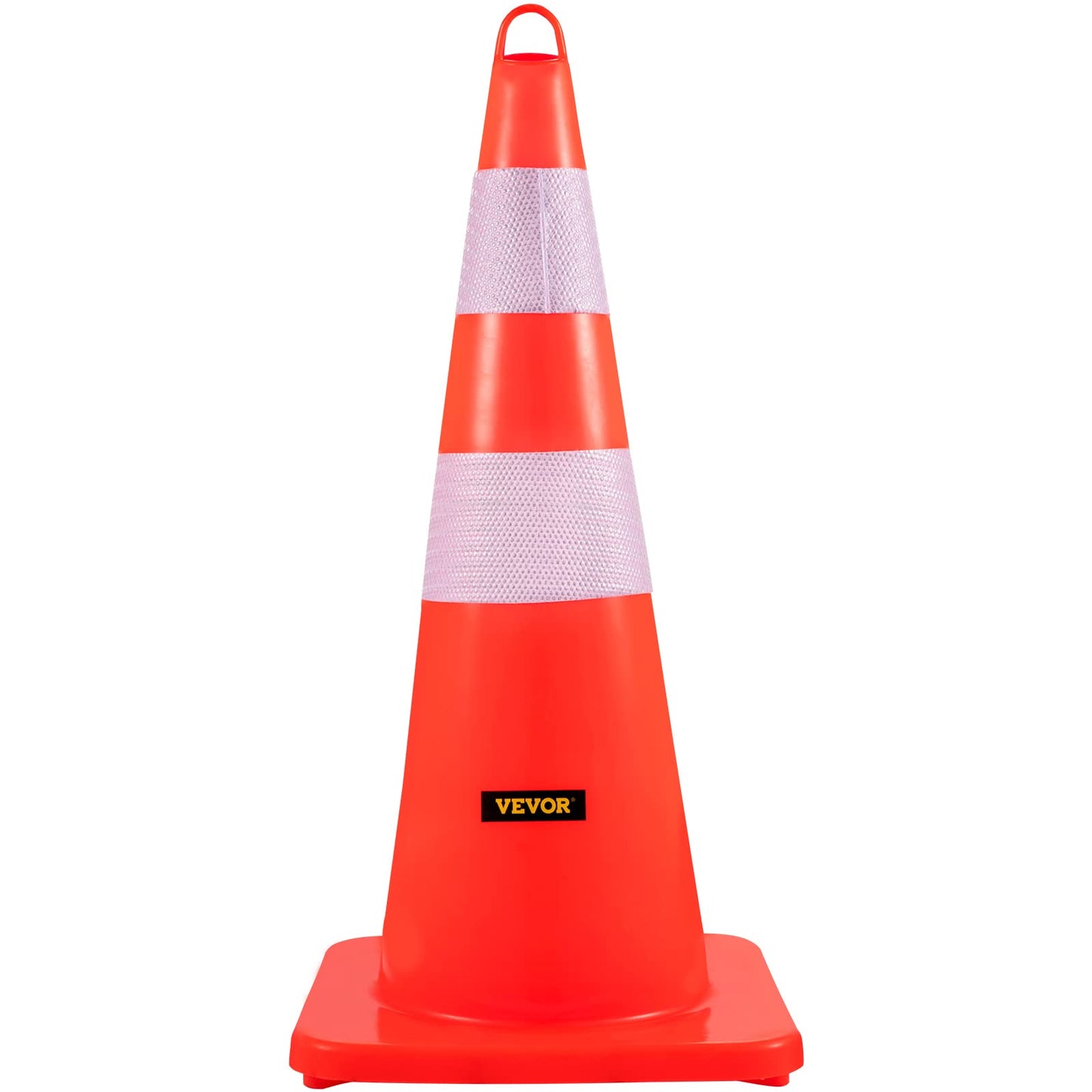 VEVOR Safety Cones, 12 x 28" Traffic Cones, PVC Orange Construction Cones, 2 Reflective Collars Traffic Cones with Weighted Base and Hand-Held Ring Used for Traffic Control, Driveway Road Parking