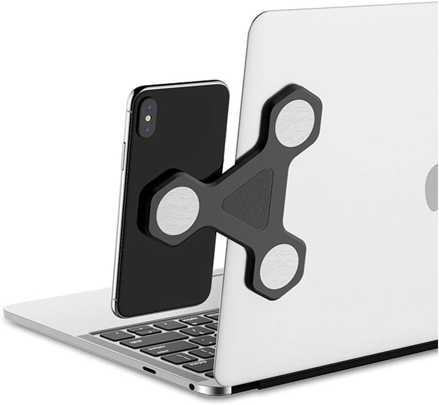 xcivi Magnetic Laptop Side Mount Bracket - Dual Screen Holder for Tablets & Smartphones (Black)