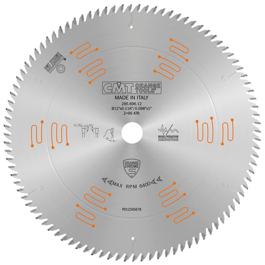 CMT Orange Tools 285.696.12 - Ultra Fine Finishing Saw Blade HW D=12 B=1 Z96 K=0.118 P=0.098 a=10