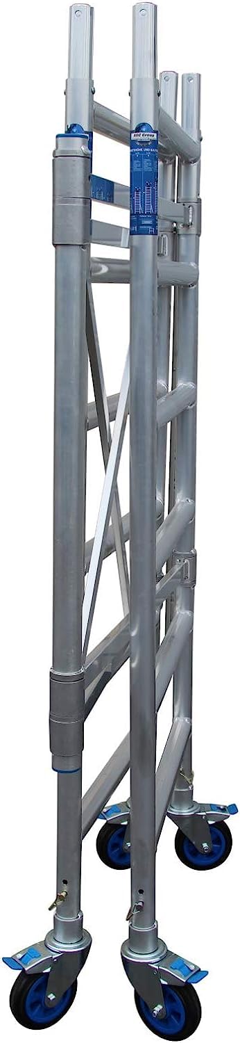 ASC Group A-Line Aluminum Scaffold Basic | Folding Tower with Hatch | 500 lbs Load Capacity | 3'2" Platform Height - 9'8" Working Height | Multipurpose Scaffolding