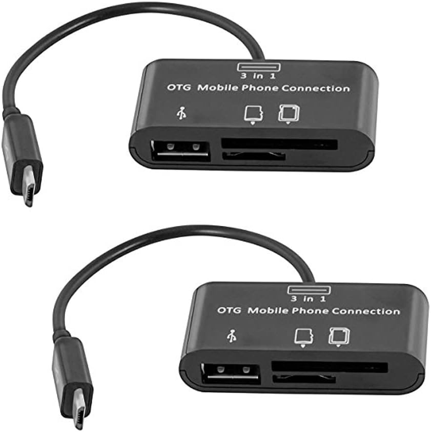 mxtechnic 3 1 2.0 (2Pack) in Micro USB OTG Host Adapter SD Card Reader Camera Card Reader Hub, OTG Mobile Phone
