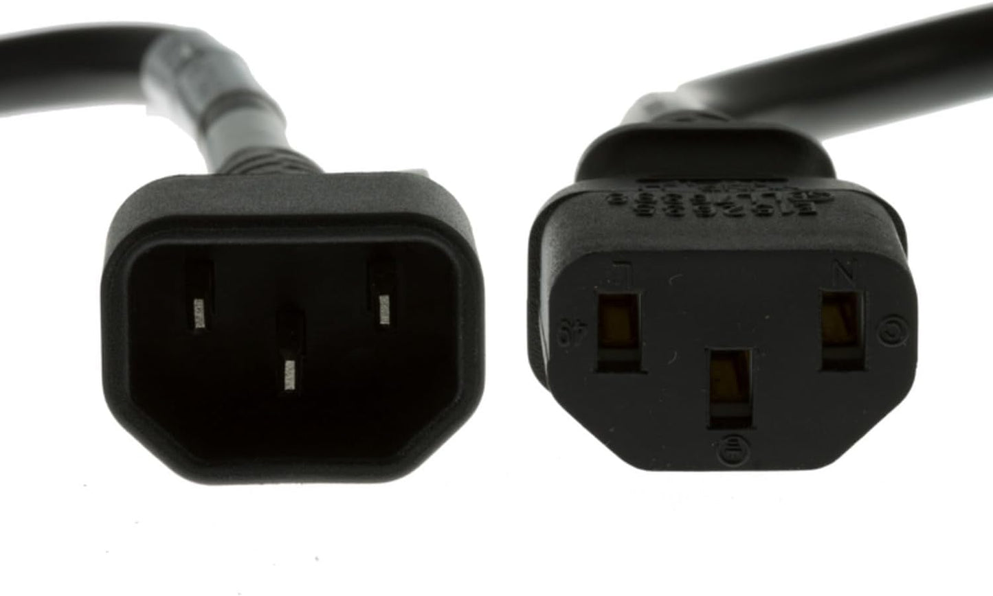 CablesAndKits 2ft C14 C13, 18 10A 250V AC Power Cord IEC to AWG, Computer Power Cable Extension for PC, Monitor