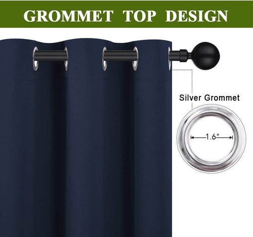 NICETOWN Blackout Curtains - All Season Thermal Insulated Grommet Drapes for Kids' Room | Navy, 34 x 63 Inch