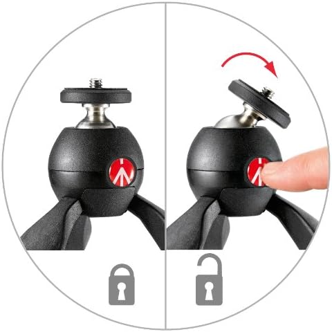 Manfrotto MTPIXIMII-B, PIXI Mini Tripod with Handgrip for Compact System Cameras, for DSLR, Mirrorless, Video, Made