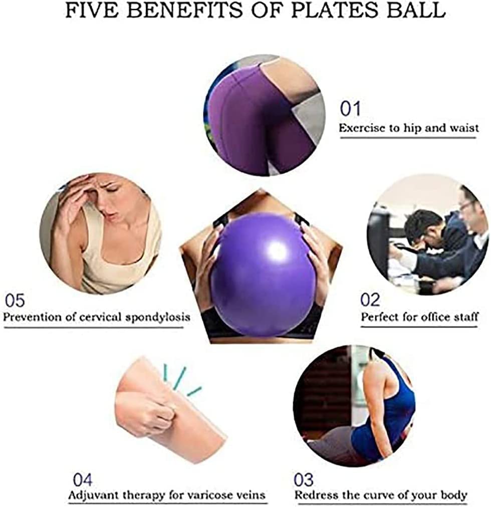 MOMPLUS 9 Inch Exercise Pilates Mini Yoga Balls Barre for Home Stability Squishy Training Physical Therapy Improves Balance with Inflatable Straw(5 PCS)