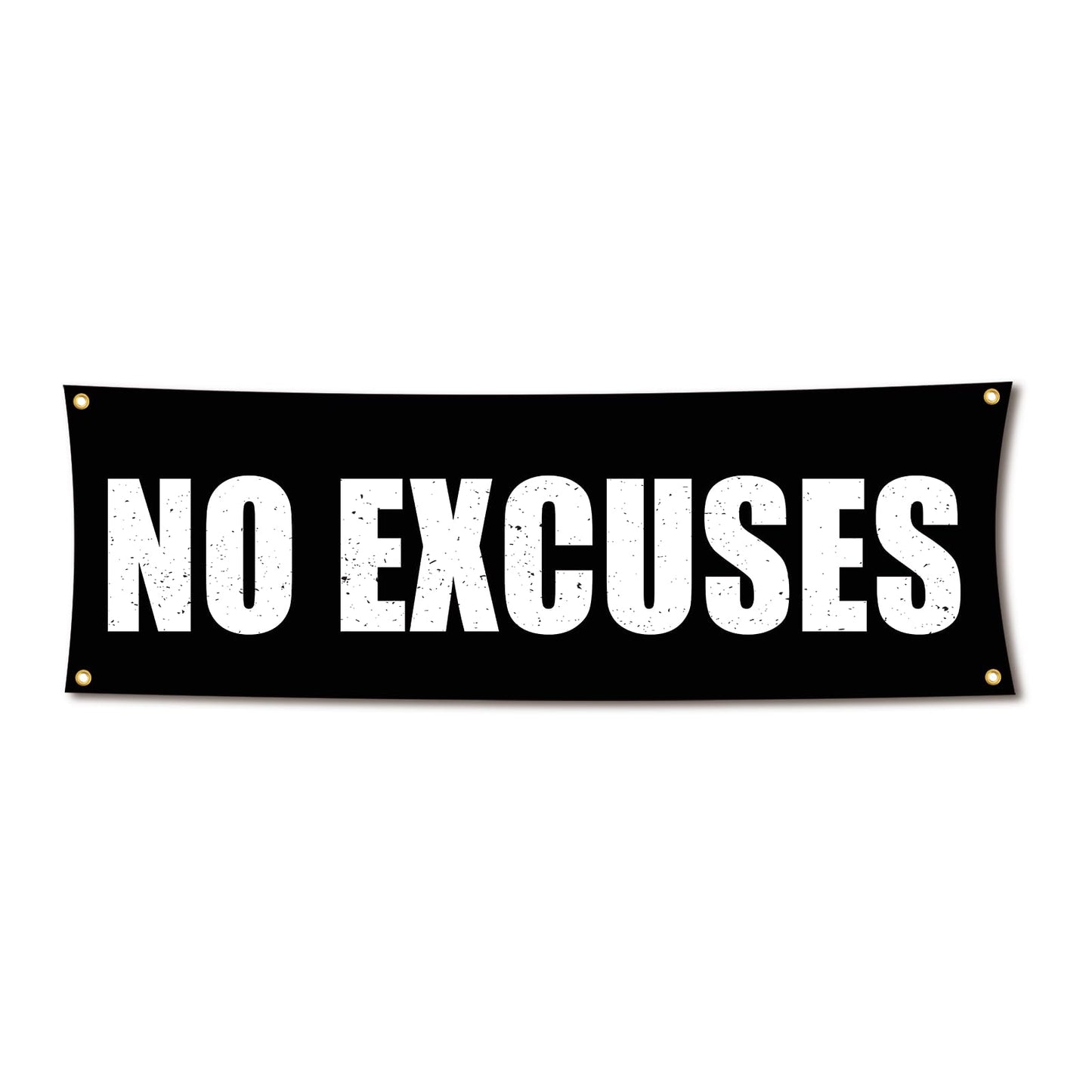 Motivational Gym Flag Banner - No Excuses - 72x24 Inches Home & Garage Gym Wall Decor with 4 Brass Grommets for Easy Hanging