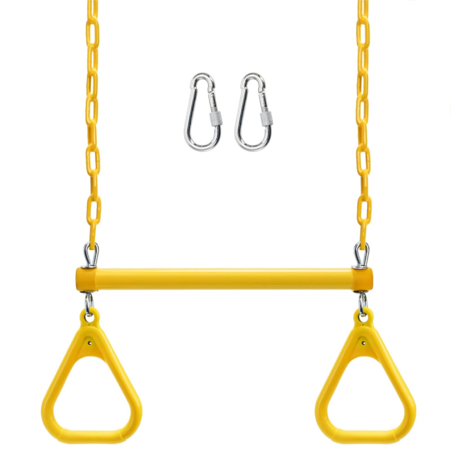 Covzoe Trapeze Swing Bar Rings, 17" Heavy Duty Plastic Coated Chains Swing Set Chain with Locking, Trapeze Monkey Bar Accessories for Home Gym, Strength Training, Fitness