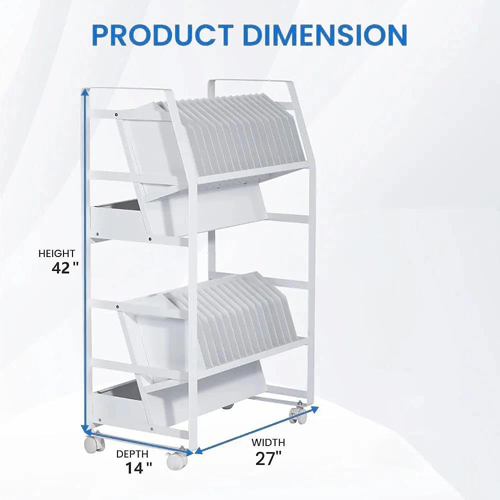32 Device Mobile Charging Cart，Metrixpio Double-Layered Rolling Computer Cart with Socket Portable Ipad Storage & Laptop Cart for Teachers & White-Collar Workers