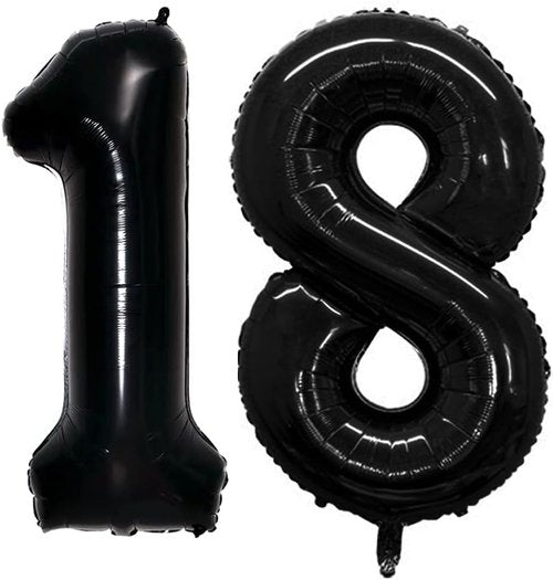 GOER 42-Inch Jumbo Black Foil Balloons - Perfect for 18th & 81st Birthday Party Decorations