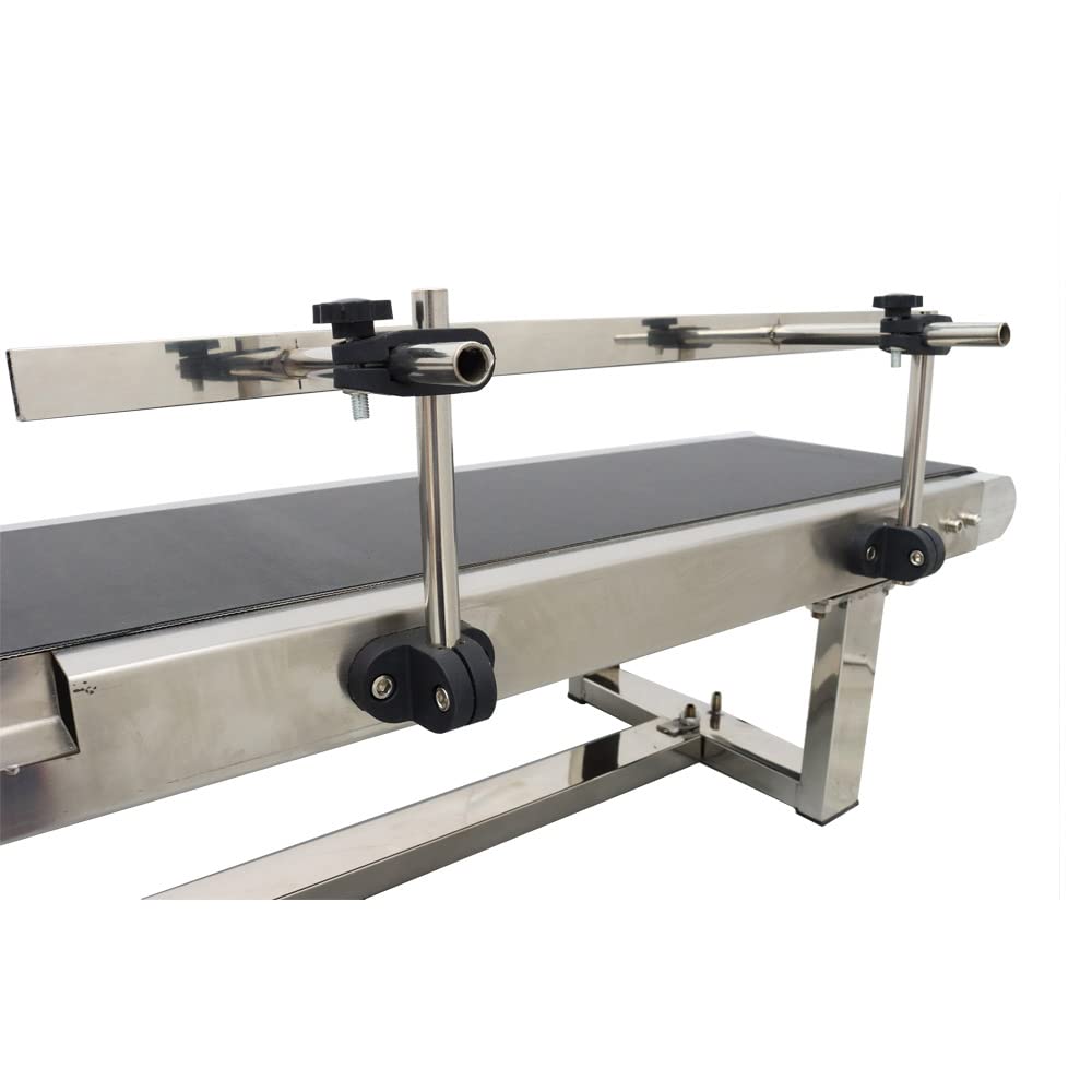 INTBUYING Desktop PVC Conveyor Belt Industrial Drive Flat Belt Conveyor Adjustable Speed Motor 59"x7.8" Stainless Steel