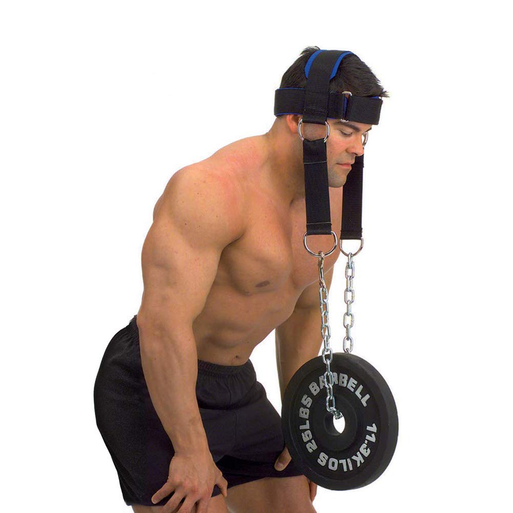 YCYU Padded Neck Training Head Harness with Chain Weight Lifting Chin & Head Neck Exerciser Straps Gym Bodbuilding Equipment for Stronger Neck