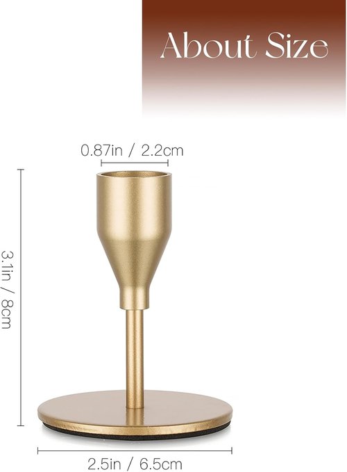 Candeldo Gold Taper Candle Holders - Elegant Metal Centerpiece Set of 12 for Weddings & Christmas Decor