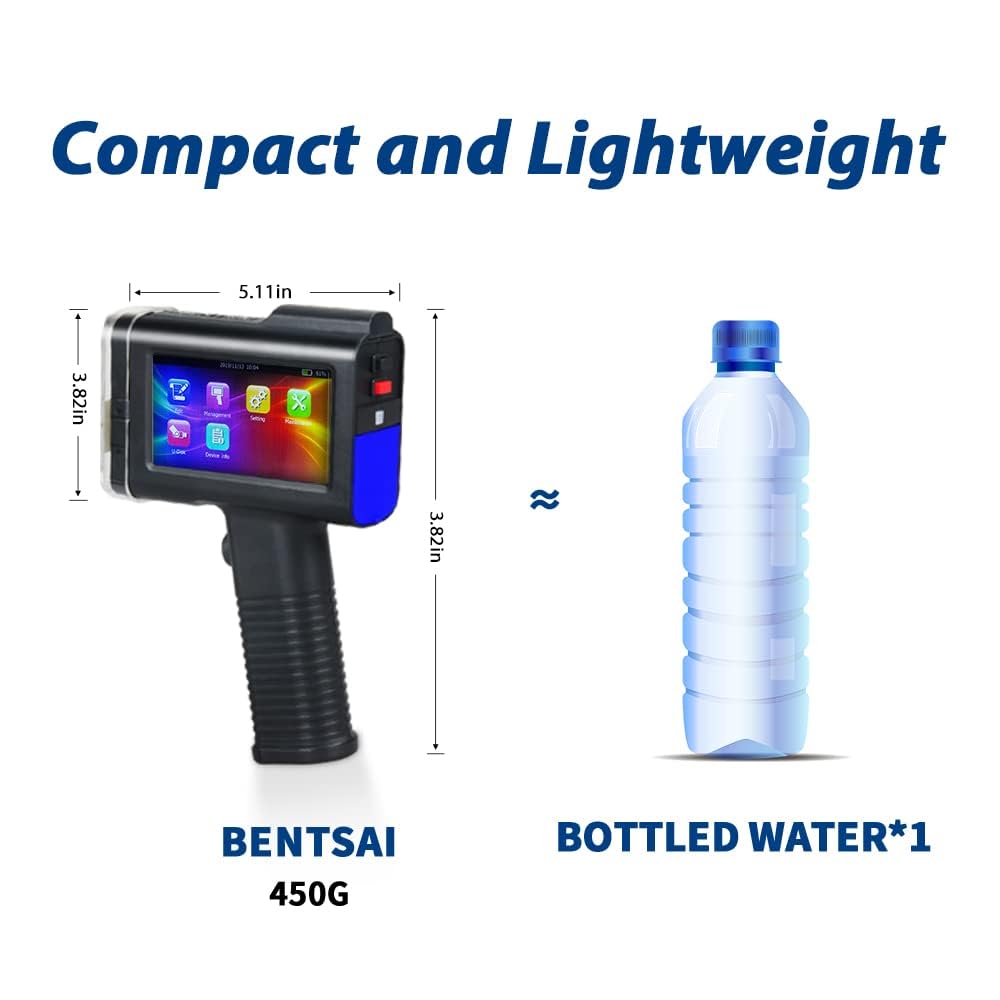 BENTSAI BT-HH6105B2 Handheld Inkjet Printer with 1/2 Inch Print Height Portable Handheld Printer for EXP Date, Batch Number, QR Code, Barcode, Logo on Carton Wood Fabric Plastic Metal (Black)