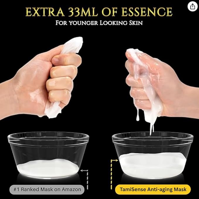 33ml Essence Best Moisturizing Face Mask For Korean Skincare - Sheet Masks with 33ml Serum Vitamin B Complex Rice Extract Collagen & Face Moisturizer for women men (25 Masks)