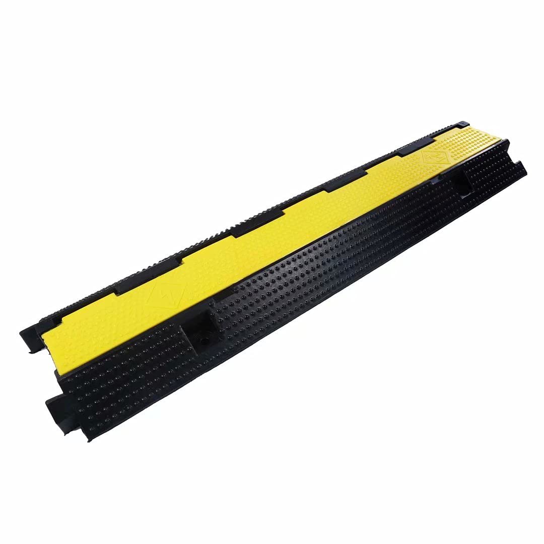 YONSHENG Rubber Cable Ramp Cord Cover Cable Protector Ramps Wire Hose Protective 1 Channel 22000Lbs Load Capacity Traffic Speed Bump for Asphalt Concrete Gravel Driveway Indoor Outdoor, 5 Pack
