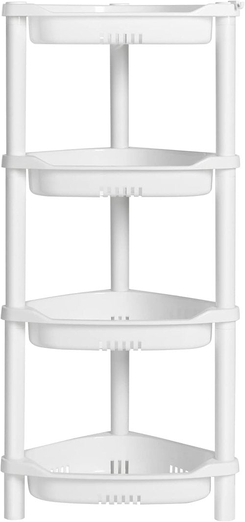 ELYKEN Shower Caddy Organizer - 4 Tier Rustproof Plastic Shelf for Bathroom | 14.4 x 11.2 x 31.5 Inches, White