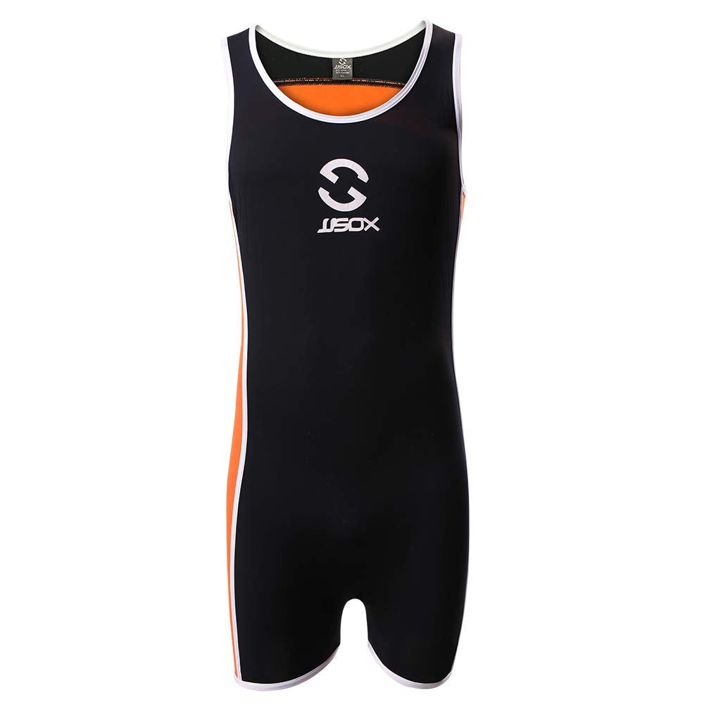 WMIERFI Ice Silk Men's Athletic Supporters Sport Swim Bodysuit Slim Fit Wrestling Singlets Leotard Underwear Jumpsuits Black Medium