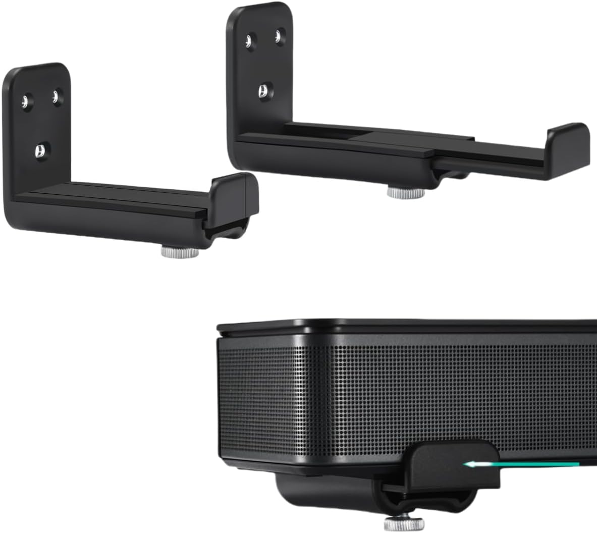 MegaDive 44 lbs,Adjustable Speaker Wall Mount BracketCompatible with Samsung Soundbar&Bose Soundbar .etc Various Brands