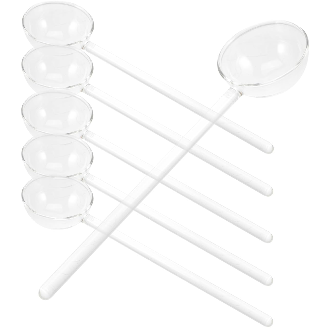 Amosfun Heat Resistant Glass Spoons Set of 6 Long Handle Dessert Spoons 6.69In for Home Restaurant Kitchen Mixing Cocktails Milk and Desserts